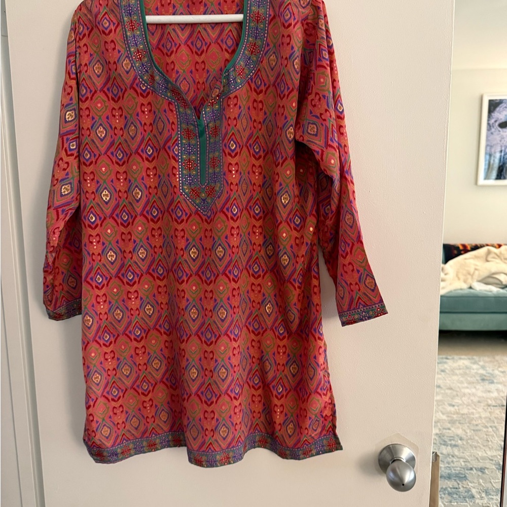 Bohemian Orange Patterned Women's Top